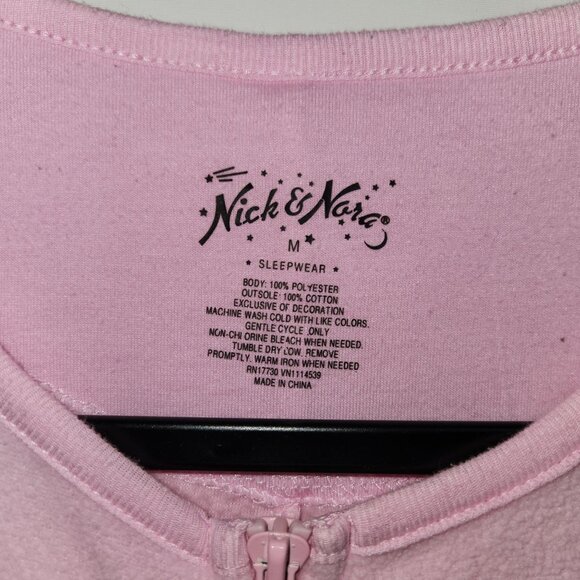 Nick & Nora Pink Bunny Onesie Pajamas With Feet M 2355 - Picture 4 of 7